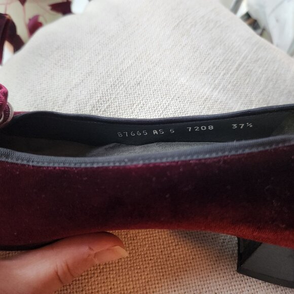 *NEW* Figini Burgundy Velvet & Leather Low Block Heels – US 7 - Picture 8 of 15